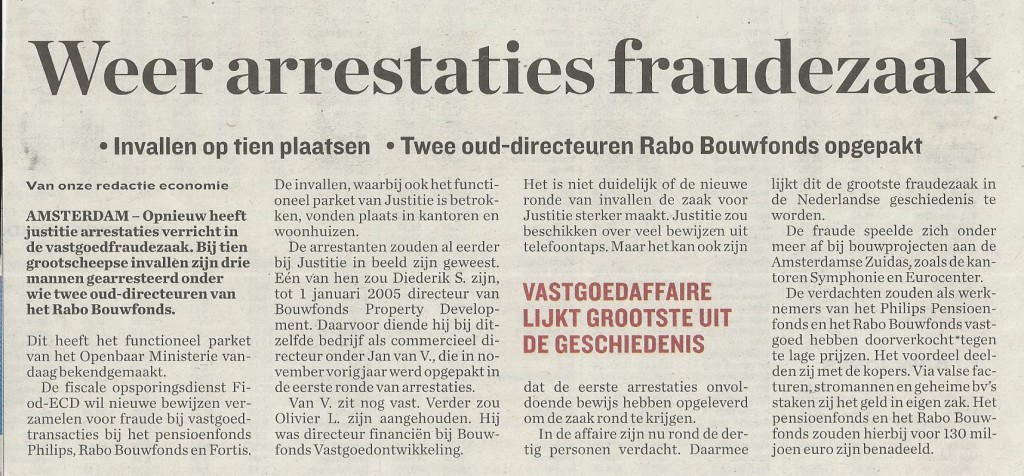 Weer arrestaties fraudezaak (Parool 2-4-2008)