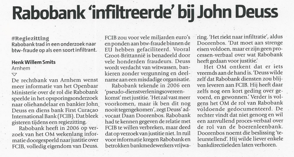 Rabobank infiltreerde bij John Deuss (De Pers 21-12-2011)